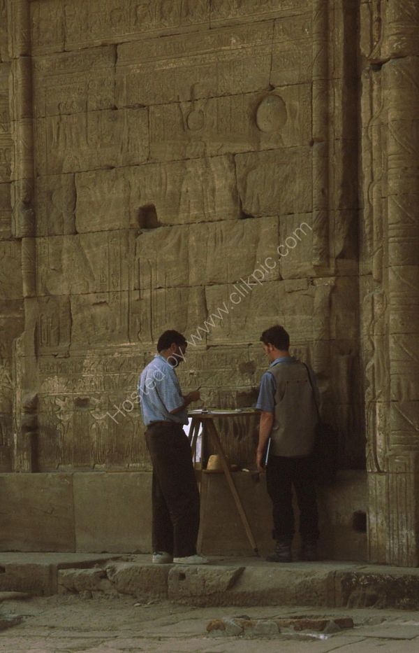 Egyptologists at Temple of Esna, Esna